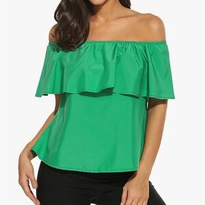 Women's Off-Shoulder Green Top